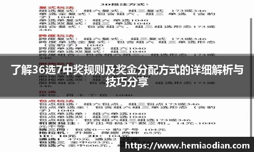 了解36选7中奖规则及奖金分配方式的详细解析与技巧分享